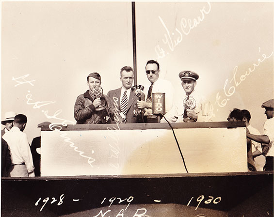 Choureé and Three Others Annoucing at the National Air Races, Ca. 1930 