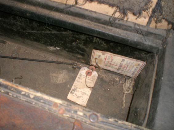 Location of Ticket Find, Glovebox, 1927 Hupmobile (Source: Sorg)