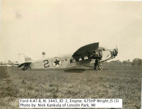 Ford Trimotor, NC3443 on the Ground at Dearborn, MI, June 30, 1928 (Source: Kankula)