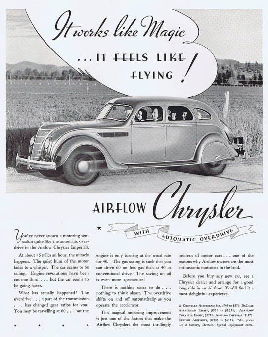 Advertisement, Airflow Chrysler, 1935 (Source: Web)