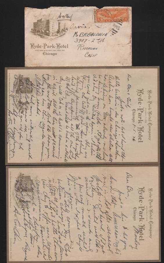 Orvis' Letter to Benton Baldwin, January 5, 1936 (Source: Denault) 