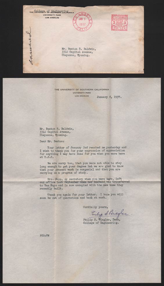 UCLA Letter, January 8, 1937 (Source: Denault)