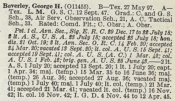 G.H. Beverley, Military Record (Source: ancestry.com)