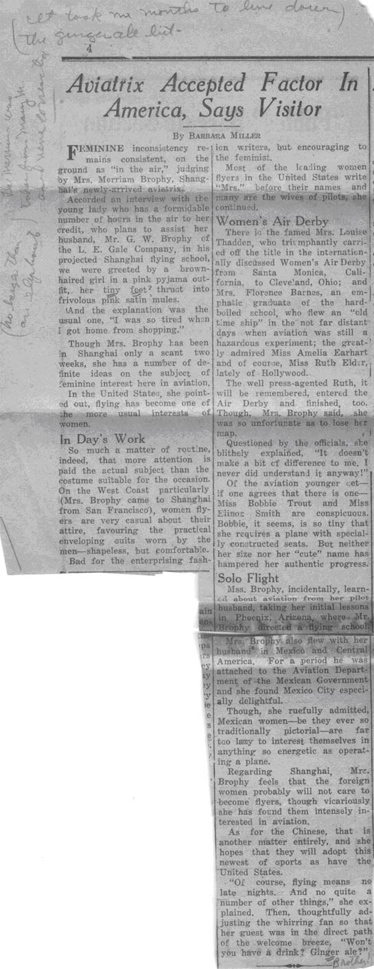 Mary Brophy News Article, date unk.