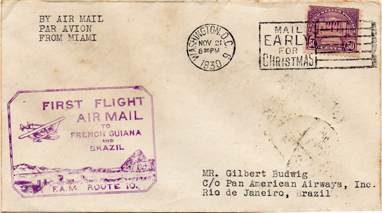 Airmail Cachet, November 21, 1930