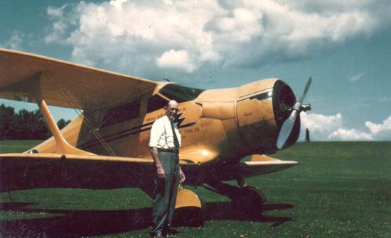 E.W. "Pop" Cleveland With Beech Staggerwing, Date Unknown