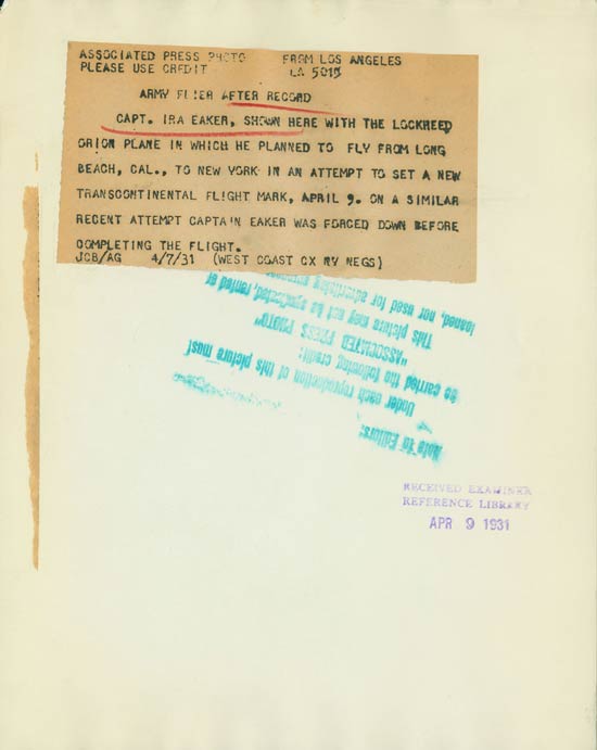 Photograph Inscription, April 7, 1931