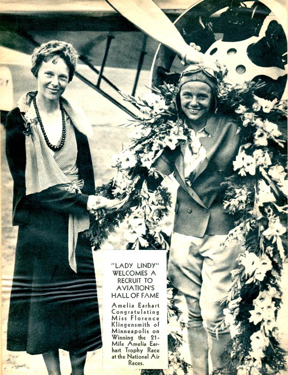 Amelia Earhart (L) and Florence Klingensmith, NAR, Ca. August-September, 1932 (Source: Kranz)