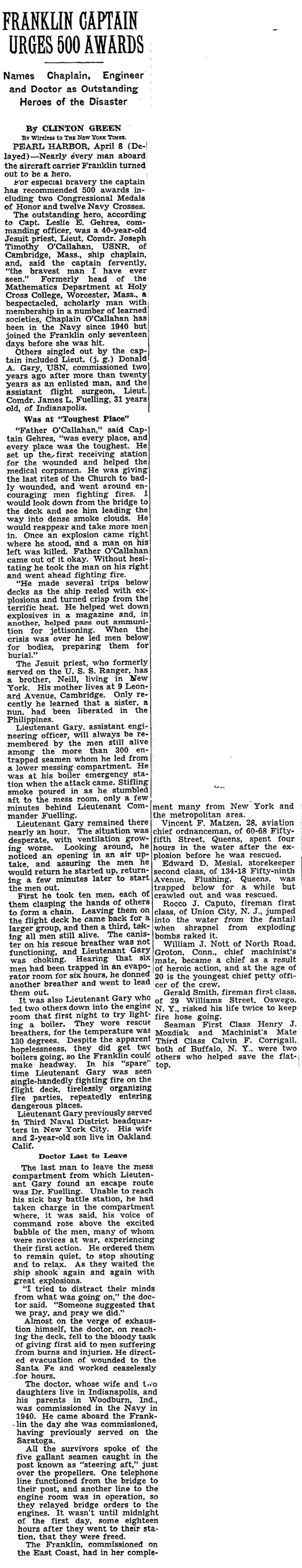 The New York Times, May 18, 1945 (Source: NYT via Bob Woodling)