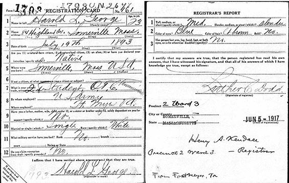 H.L. George, Draft Registration, June 5, 1917 (Source: ancestry.com)
