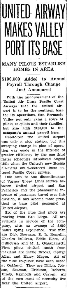 Van Nuys News, September 11, 1933 (Source: Gerow)
