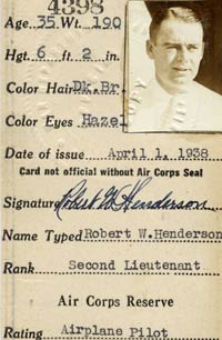 R.W. Henderson, Reserve ID, April 1, 1938 (Source: Careaga)