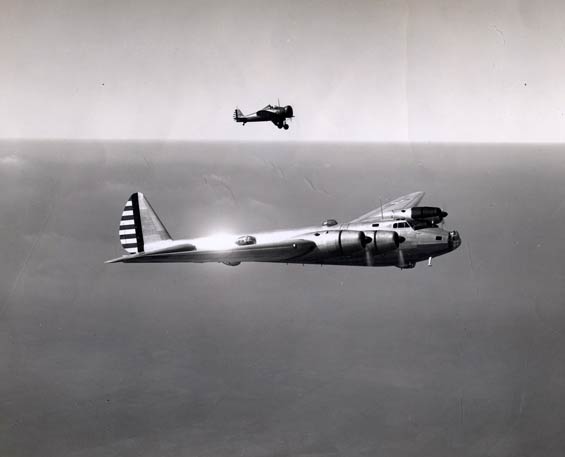 Early XB-15 and P-26 in Flight (Source: Careaga)