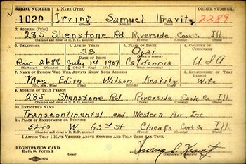 I.S. Kravitz Draft Registration, October 16, 1940 (Source: ancestry.com) 