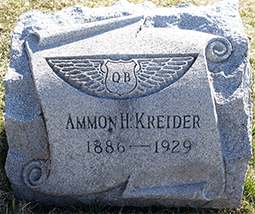 Ammon Kreider Grave Marker, April 13, 1929 (Source: findagrave.com)