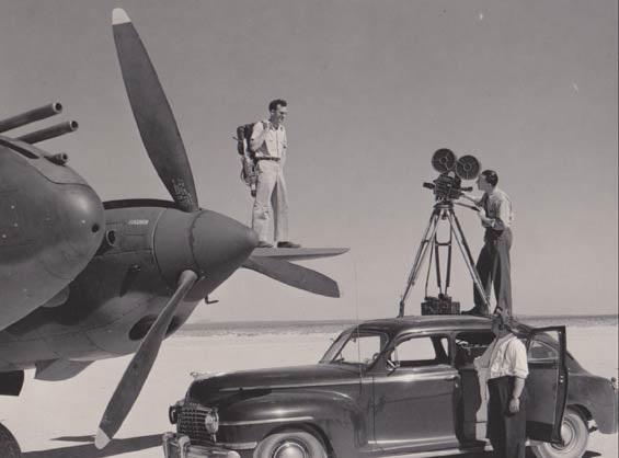 Tony LeVier on Wing of P-38, Date Unknown (Source: Logan)