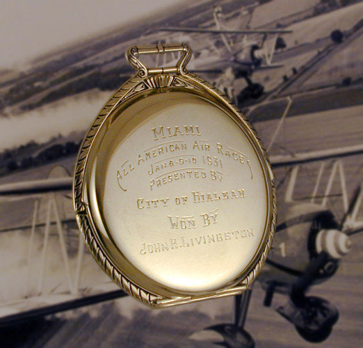 Pocket Watch Prize, Engraving, Miami All American Air Races, January, 1931 (Source: Frankel) 