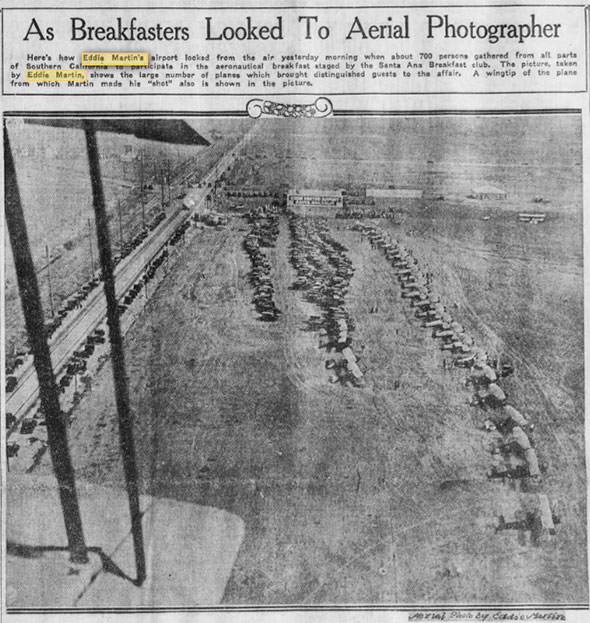 Fly-In Breakfast at Eddie Martin Airport, October 22, 1925 (Source: newspapers.com)