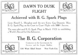 BG Sparkplug Advertisment, July 1924