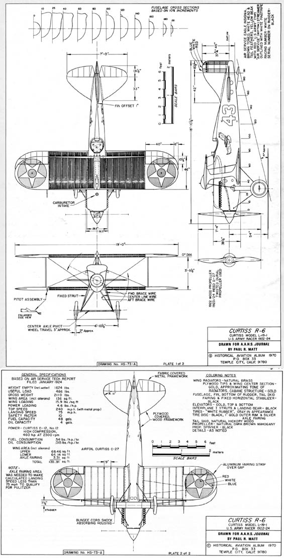 Curtiss R-6 Racer, Schematic Diagram (Source AAHS Journal via Woodling)
