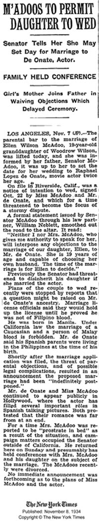 The New York Times, November 8, 1934 (Source: NYT)