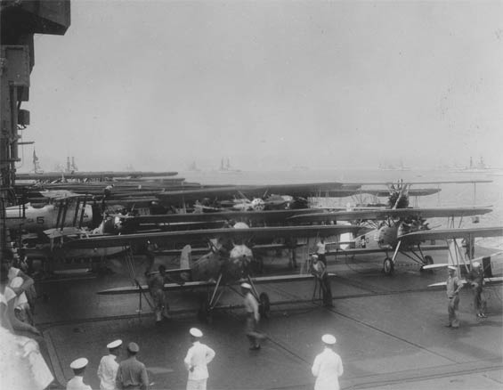 Aircraft Massed on Carrier Deck, Ca. 1928-30 (Source: Barnes) 