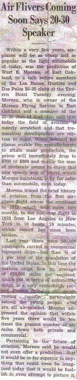 Unsourced News Article, Los Banos, CA, April 26, 1935 (Source: Moreau)