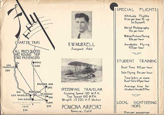 Murrell Aviation Business Handbill, Ca. 1934-35 (Source: Robert Murrell)