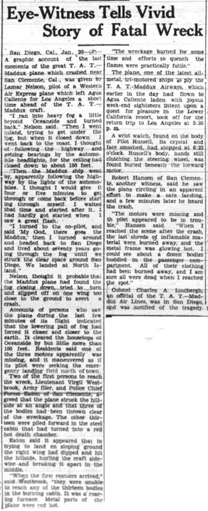 Geneva (NY) Daily Times, January 20, 1930 (Source: Web) 