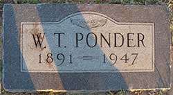 W.T. Ponder, Grave Marker, 1947 (Source: findagrave.com)