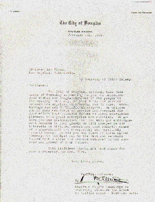 SA Douglas Letter 2/4/29