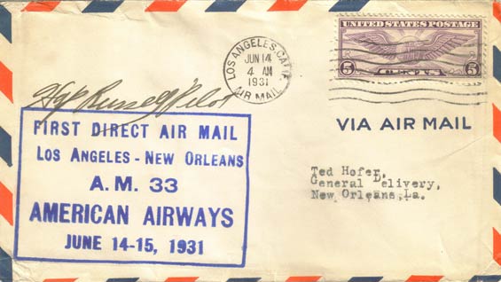 Airmail Route A.M. 33 Cachet, June 4,1931 (Source: Staines)