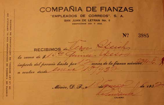 Mexico, "Bonding Company" Permit, January 18, 1932 (Source: Lynn)