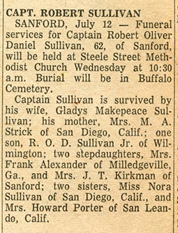 Undated News Announcement, R.O.D. Sullivan Obituary (Source: Site Visitor)