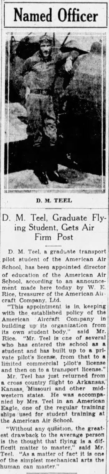 D. M. Teel in the Los Angeles Evening Citizen News, June 4, 1930 (Source: newspapers.com) 