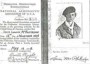 Louise McPhetridge (Thaden), NAA License, May 1928