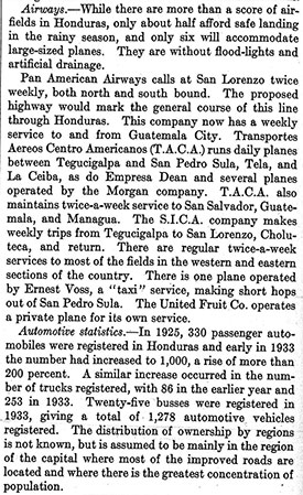 Voss Air Taxi Service, Honduras, Congressional Report, 1934 (Source: Woodling)