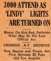 Lindy Light Headline, Ca. March 14, 1928