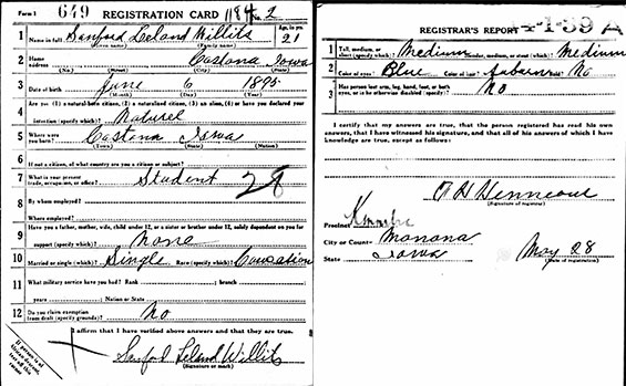 S.L. Willits, Draft Card, Ca. May 28, 1917 (Source: ancestry.com)