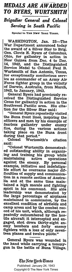 The New York TImes, January 24, 1943 (Source: NYT) 