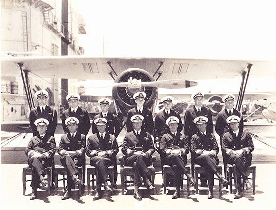 Emile Choureé and Officers Aboard the U.S.S. Saratoga, Date Unknown 