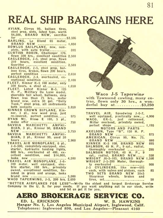 Waco 5673, Used Aircraft Advertisement