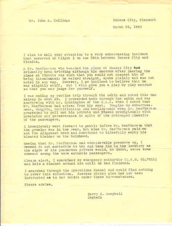 John Collings Letter, 1940