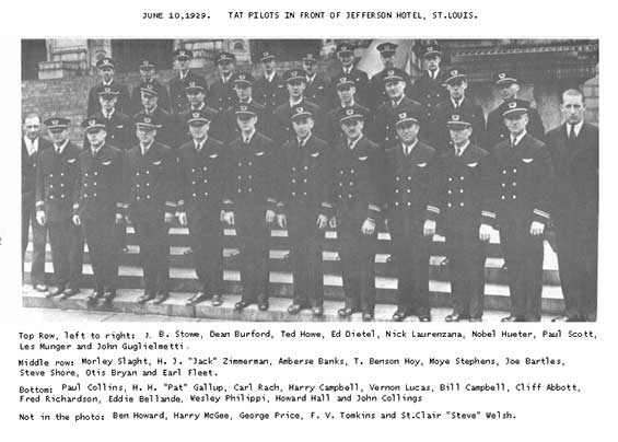 TAT Pilot Lineup, June 10, 1929 (Source: TARPA Topics via Site Visitor)