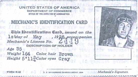 C.W. Gilpin Mechanic's License, 1928