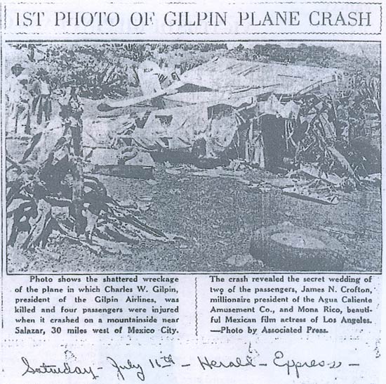 First Image of Crash Site, July 16, 1932