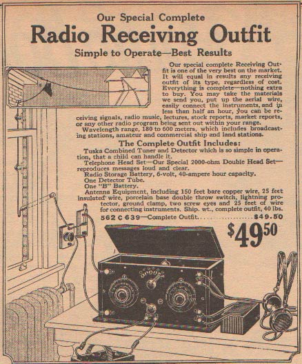 1922 Radio Set as Offered by Montgomery Ward Catalog (Source: Webmaster)