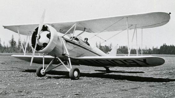 Boy Norfleet Collier at the controls of his Waco KNF, NC109Y (Source: Ringhoffer via Woodling)