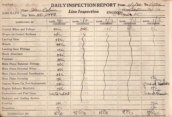 NC11489 Inspection Log, Page 1
