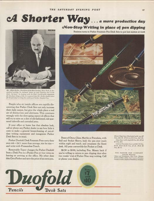 Parker Pen Advertisement, September 1929